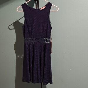 iris Navy Blue Lace Dress With See Through Belt NWT